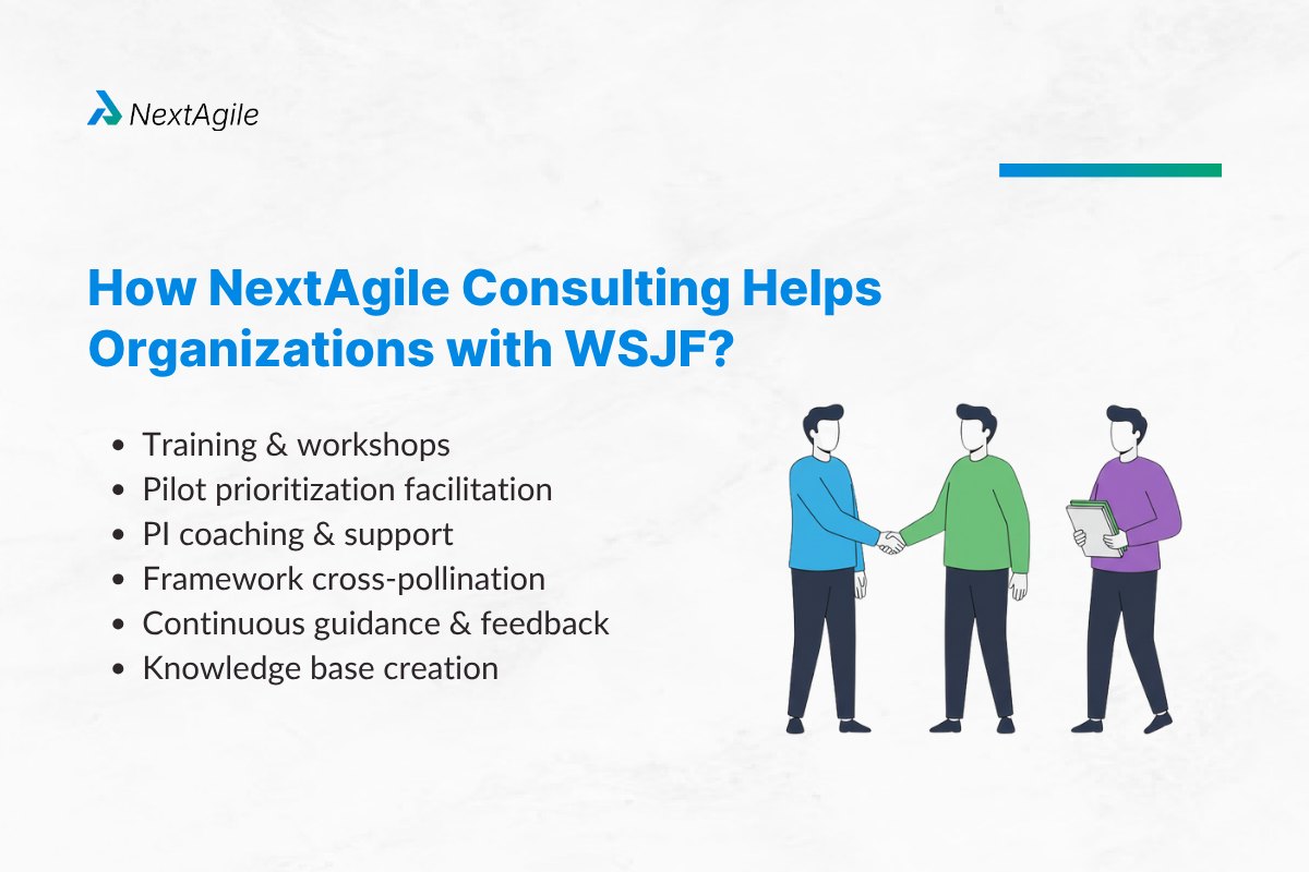 WSJF Explained with Examples: Agile Prioritization Guide 4 How NextAgile Consulting Helps Organizations with WSJF (1)